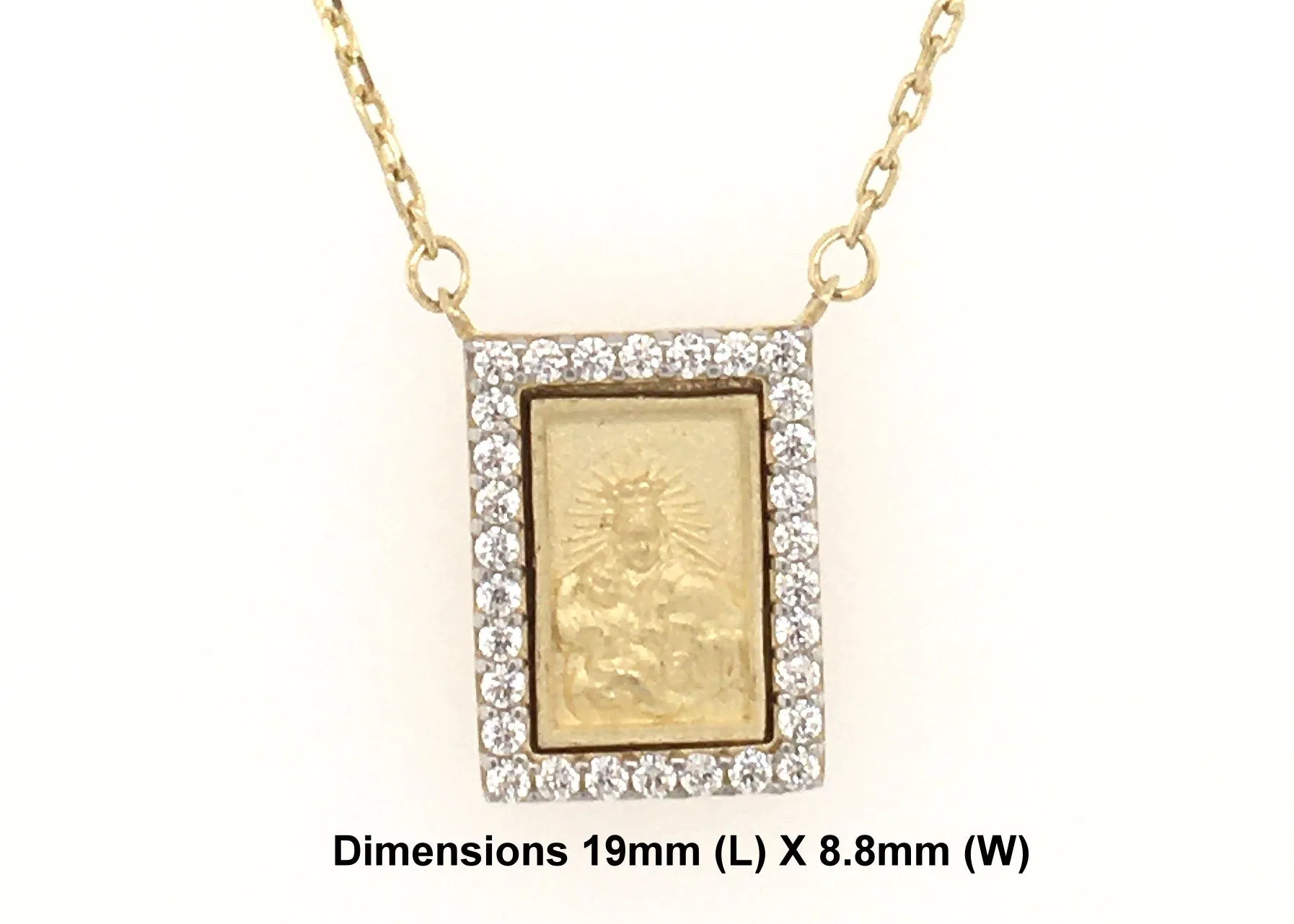 Scapular Medal with Embellished Stone Frame Necklace