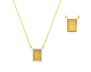 Scapular Medal with Embellished Stone Frame Necklace