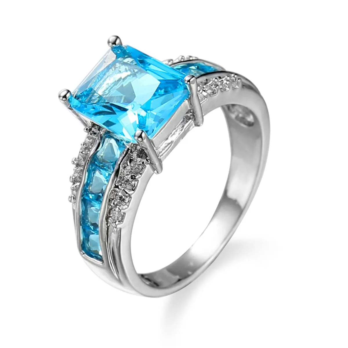 Sea Blue Crystal & Cubic Zirconia Ring
