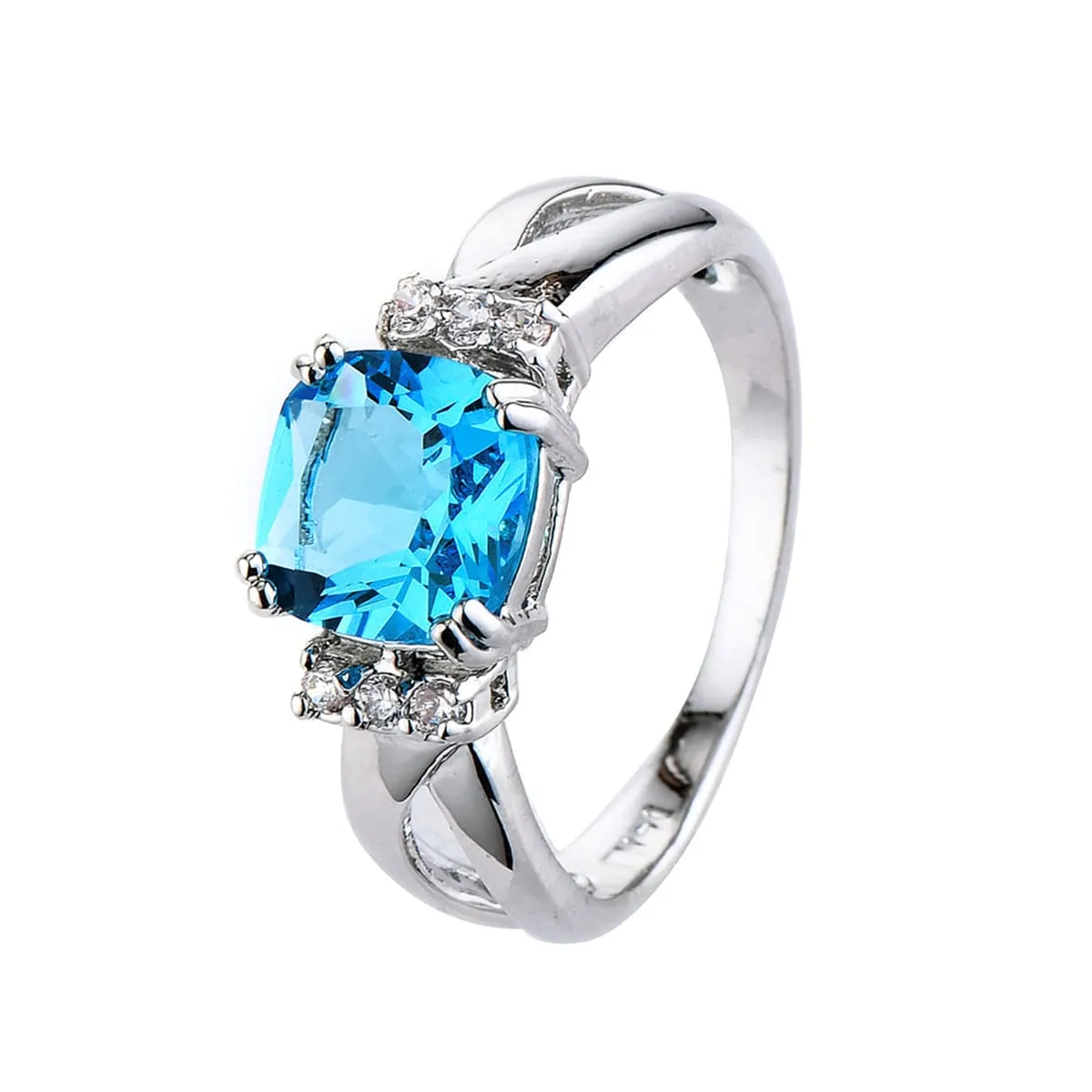 Sea Blue Crystal & Cubic Zirconia Ring