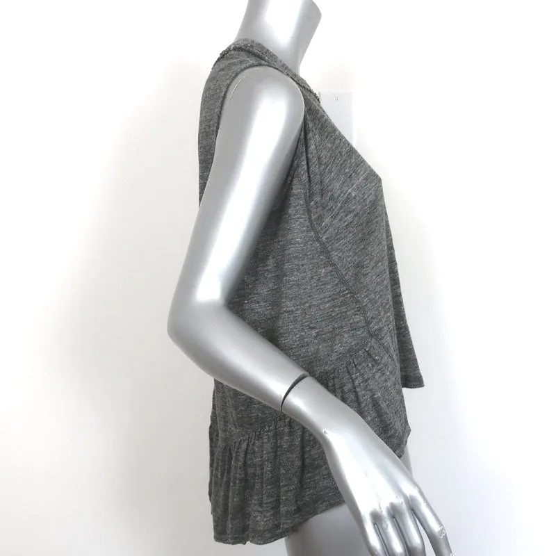 SEA New York Embellished Peplum Tank Gray Linen Jersey Size Small Sleeveless Top