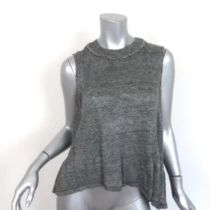 SEA New York Embellished Peplum Tank Gray Linen Jersey Size Small Sleeveless Top