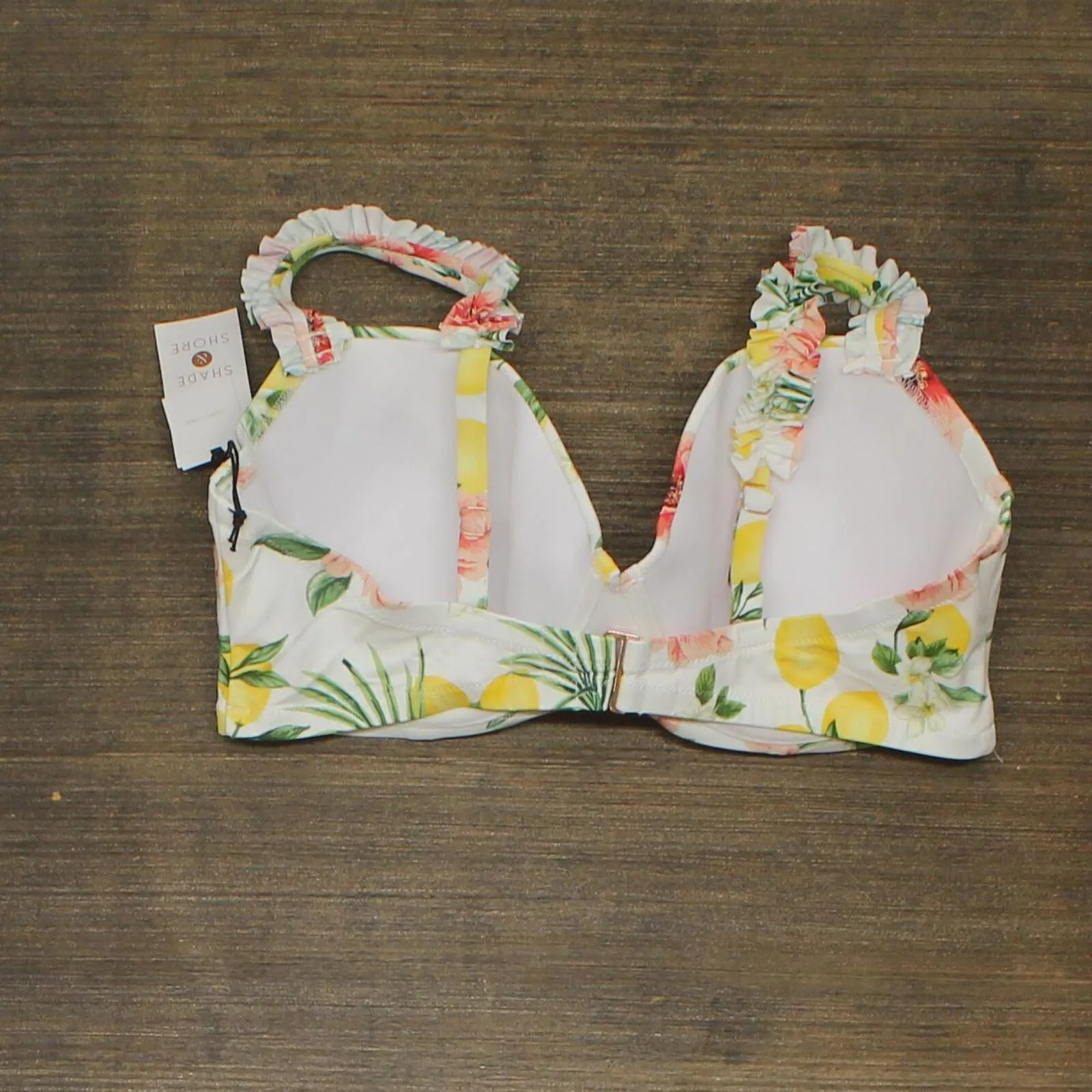 Shade & Shore Women's Lightly Lined Ruffle Strap Bikini Top 78785884 White 36DD