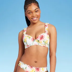 Shade & Shore Women's Lightly Lined Ruffle Strap Bikini Top AFT48