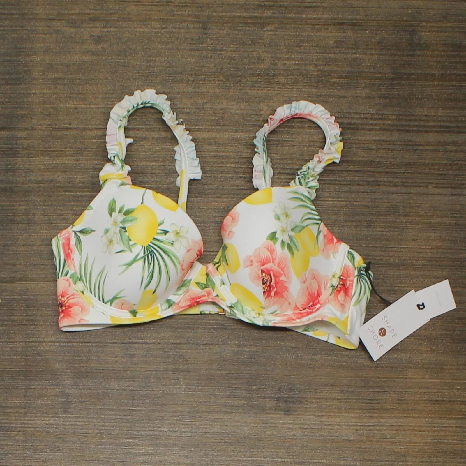Shade & Shore Women's Lightly Lined Ruffle Strap Bikini Top AFT48