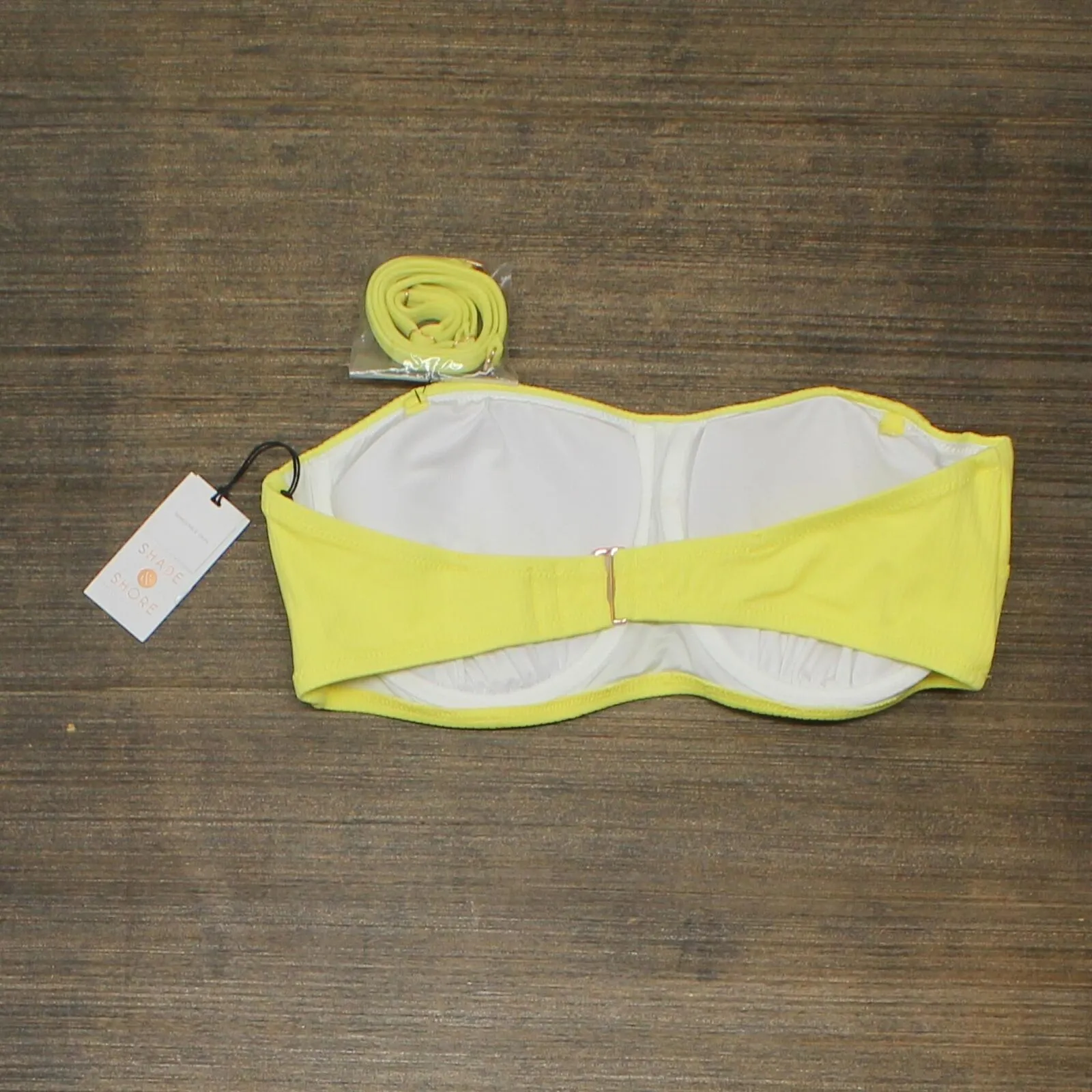 Shade & Shore Women's Ribbed Bandeau Bikini Top 78785898 Yellow 36D