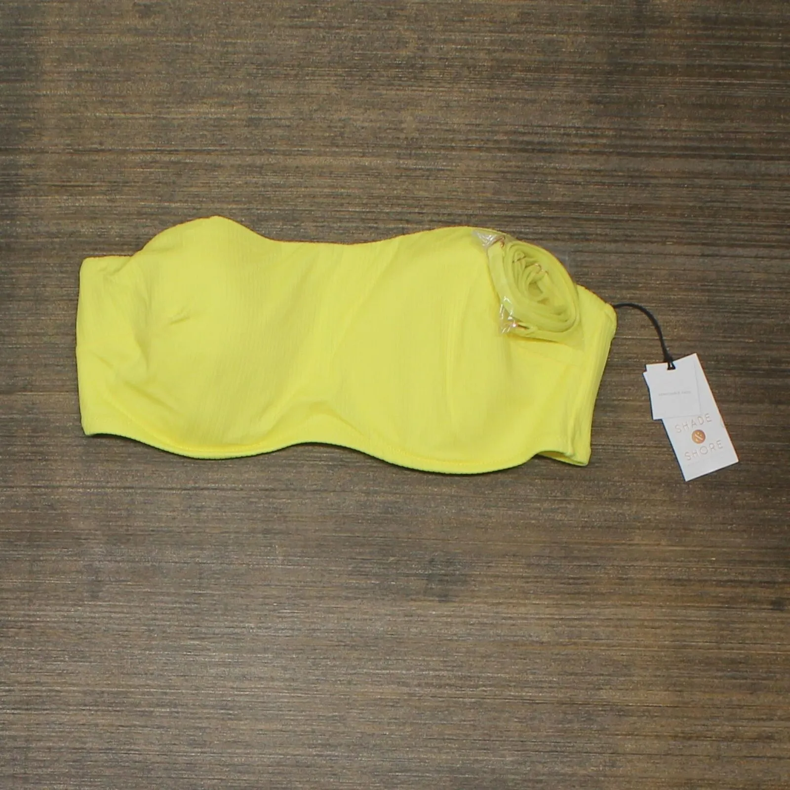Shade & Shore Women's Ribbed Bandeau Bikini Top 78785898 Yellow 36D