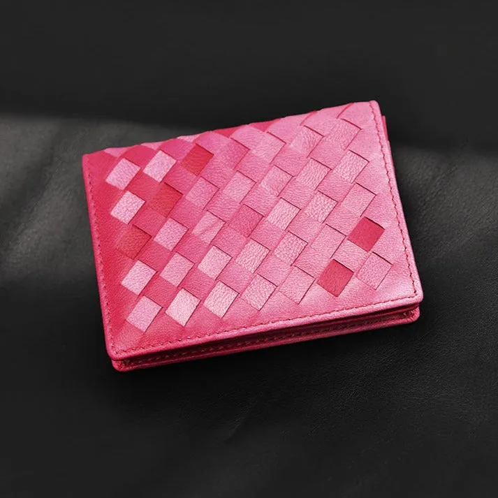 Sheepskin Woven Leather Card Holder