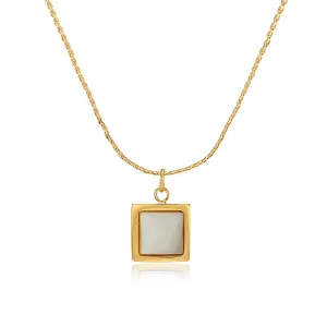 Shell & 18K Gold-Plated Square Pendant Necklace