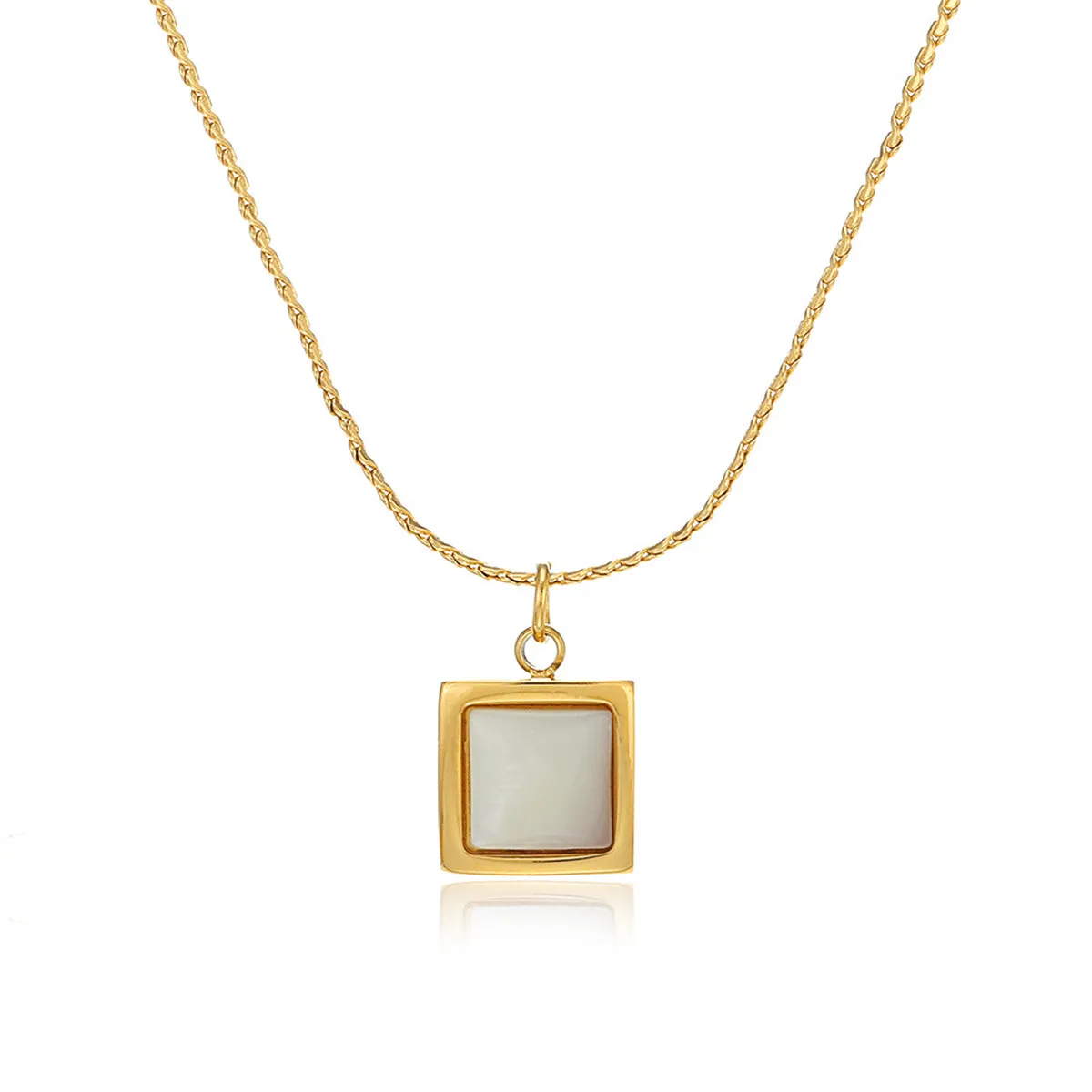 Shell & 18K Gold-Plated Square Pendant Necklace