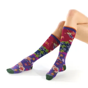Shochikubai Floral Knee High Socks for Her