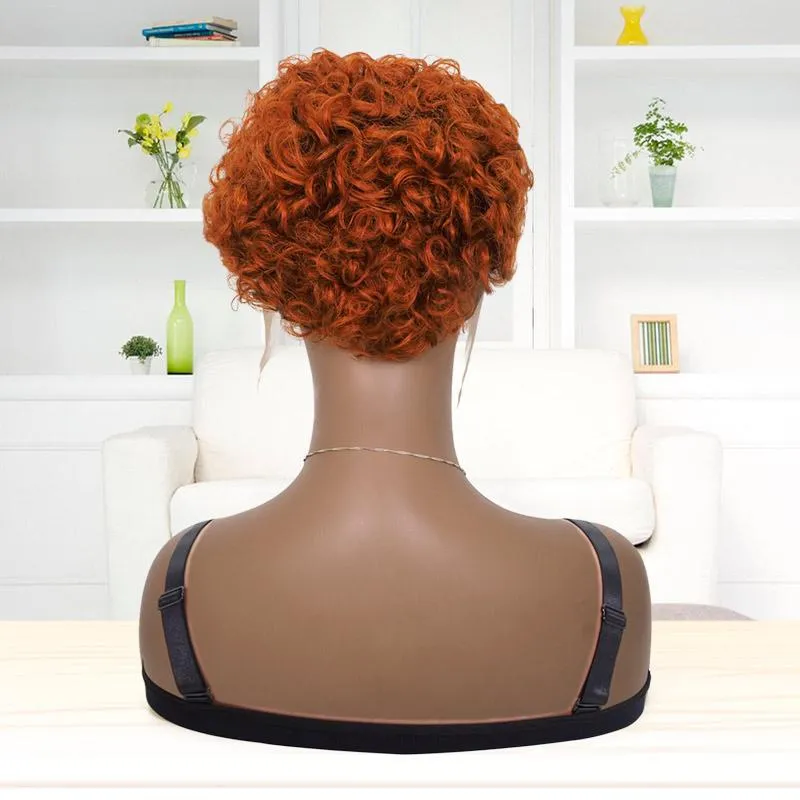 Short Lace Front Wig Pixie Cut Wigs Bob Curly Human Hair Wig 350#