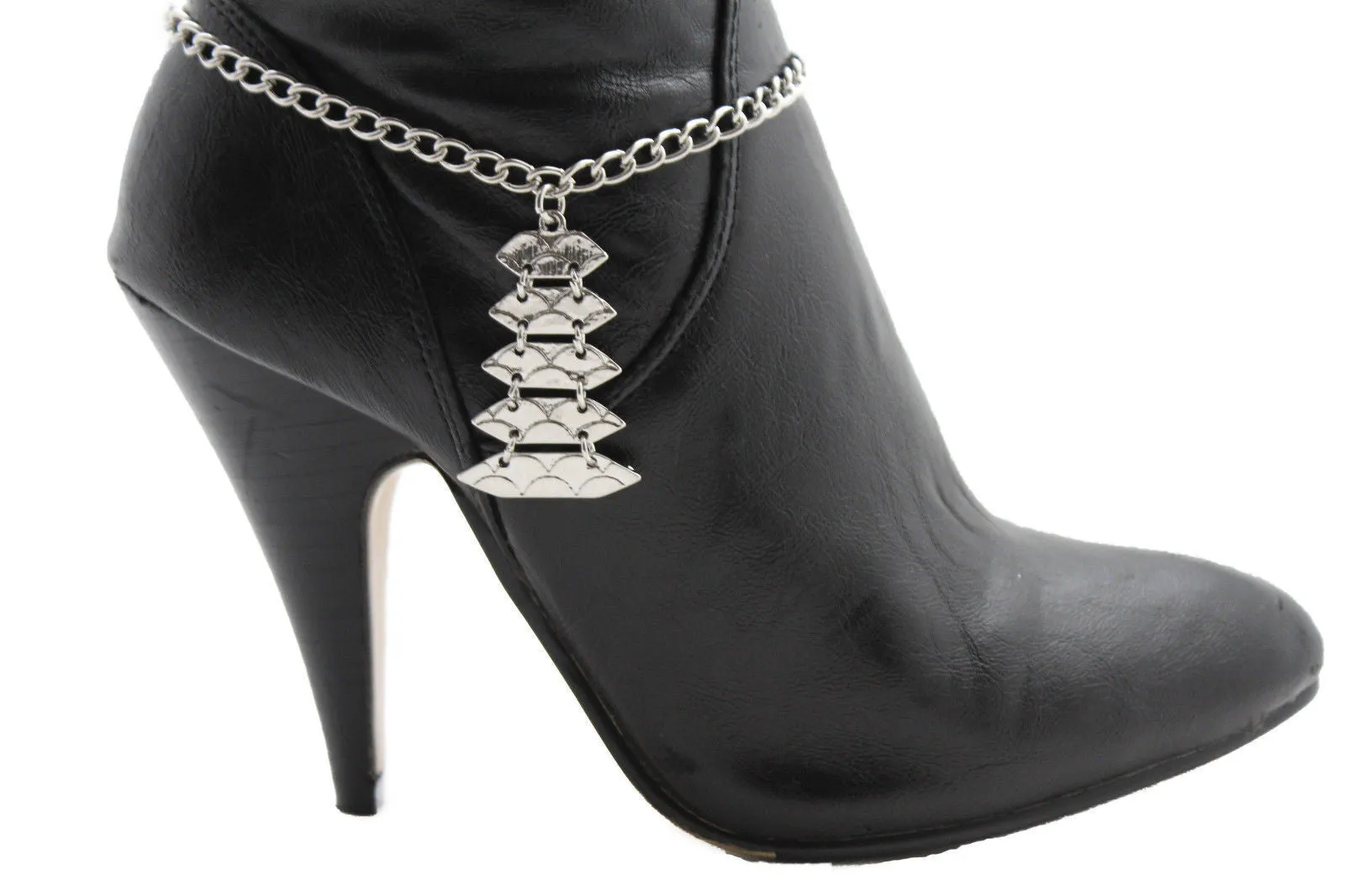 Silver Metal Boot Bracelet Chains Christmas Tree Bling Anklet Charm Heels Jewelry