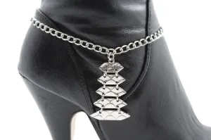 Silver Metal Boot Bracelet Chains Christmas Tree Bling Anklet Charm Heels Jewelry