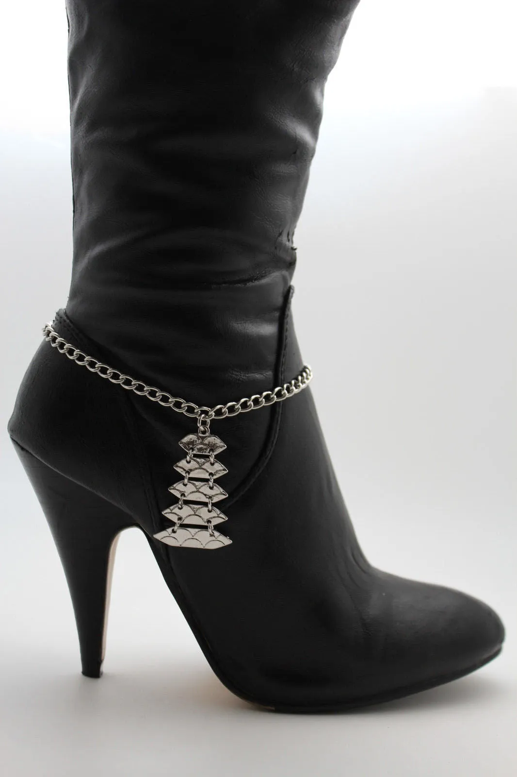 Silver Metal Boot Bracelet Chains Christmas Tree Bling Anklet Charm Heels Jewelry