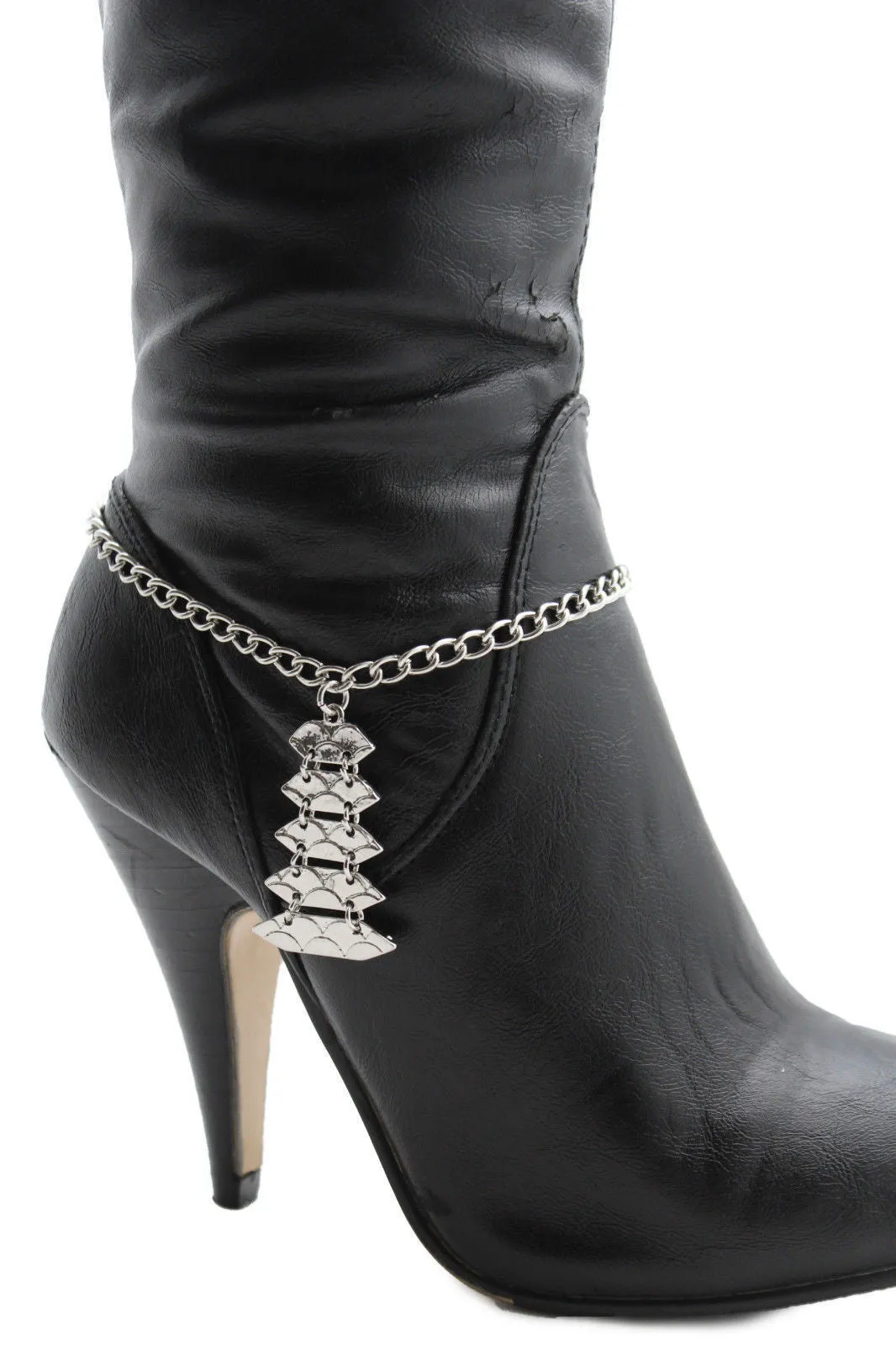 Silver Metal Boot Bracelet Chains Christmas Tree Bling Anklet Charm Heels Jewelry