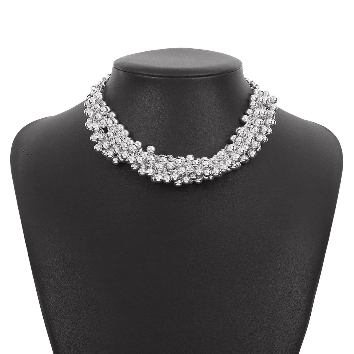 Silver-Plated Beaded Chain Necklace