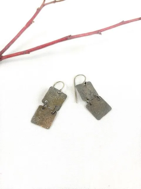 Silver squares earrings