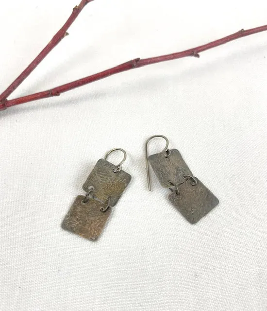 Silver squares earrings