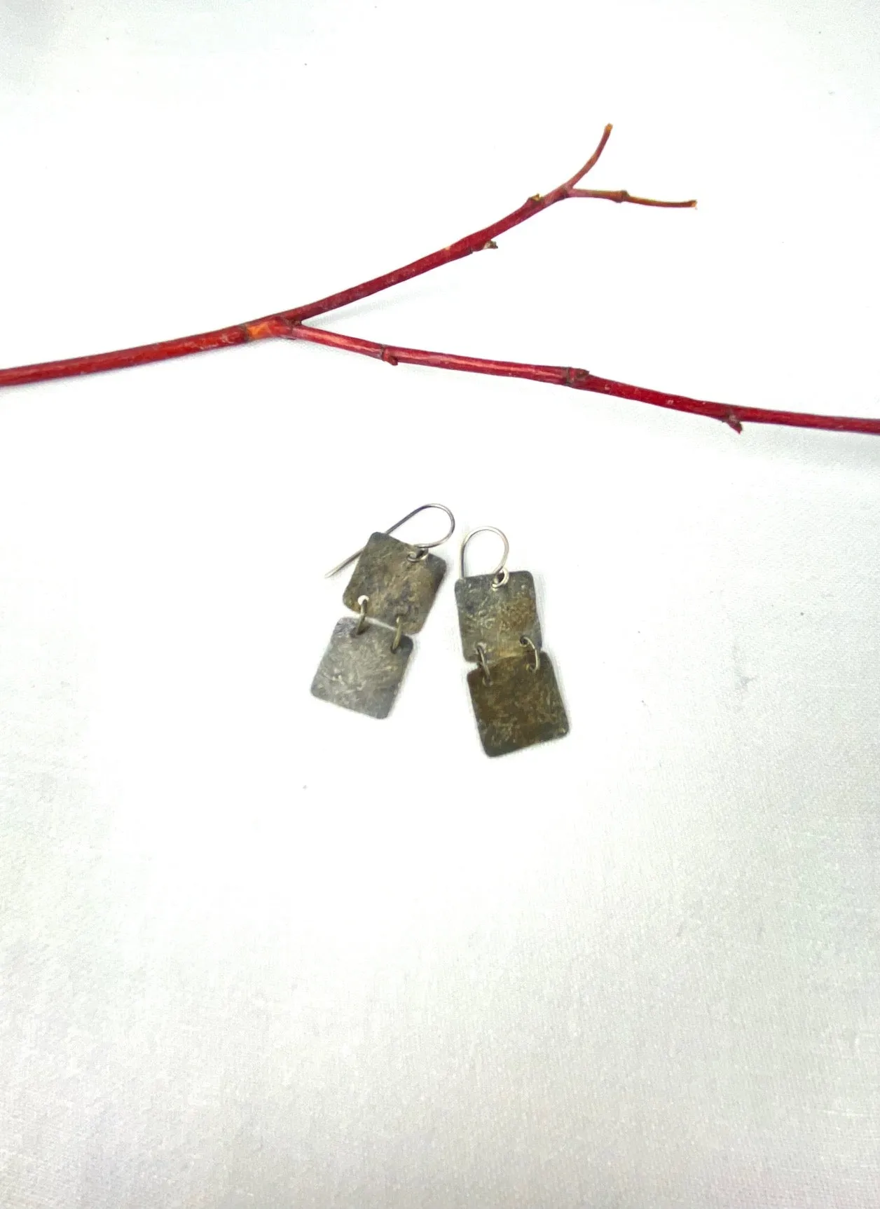 Silver squares earrings