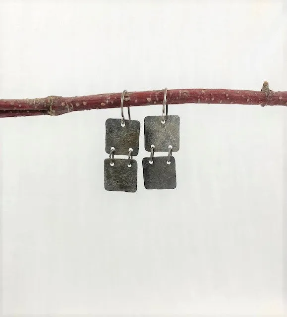 Silver squares earrings