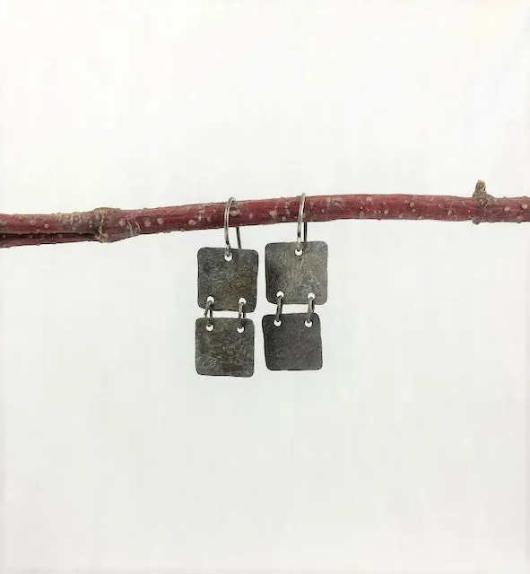 Silver squares earrings
