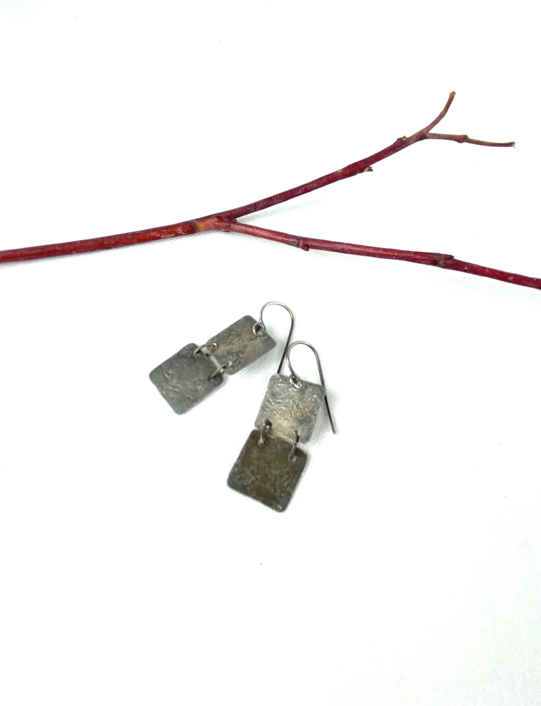 Silver squares earrings