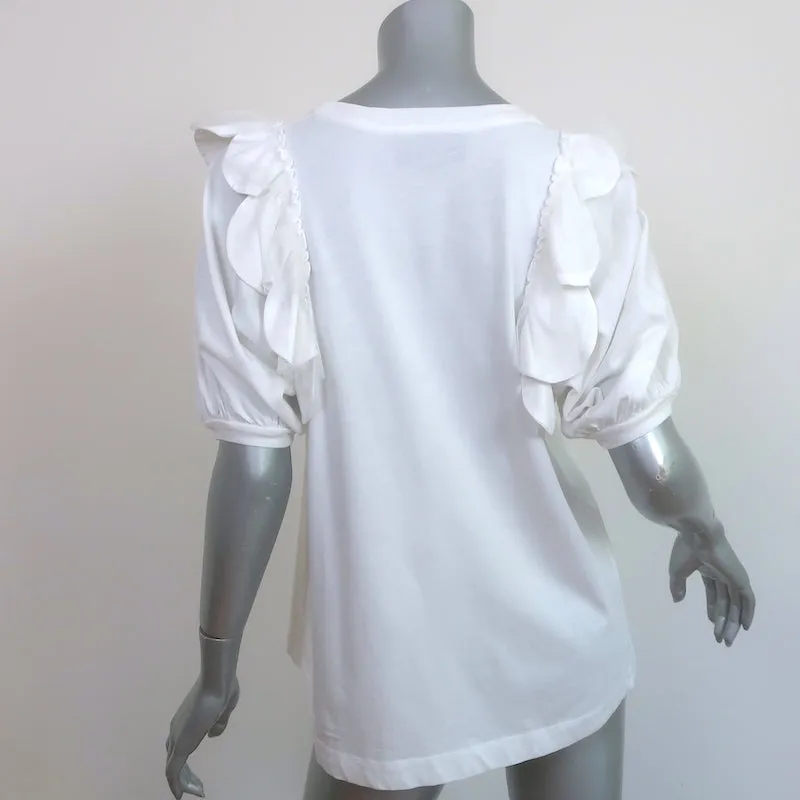Simone Rocha Faux Pearl & Crystal-Embellished Puff Sleeve Top White Size Medium