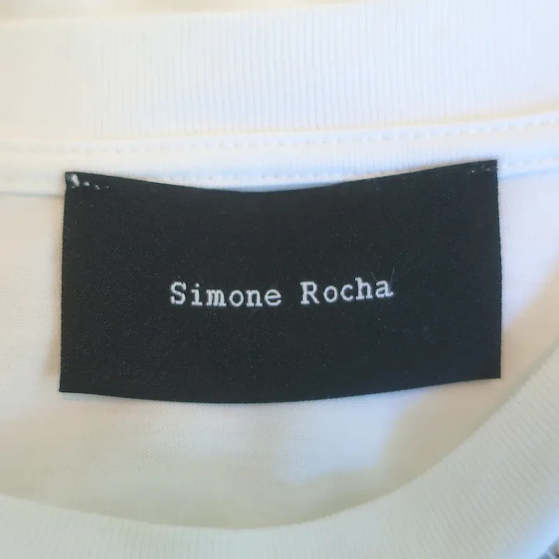 Simone Rocha Faux Pearl & Crystal-Embellished Puff Sleeve Top White Size Medium