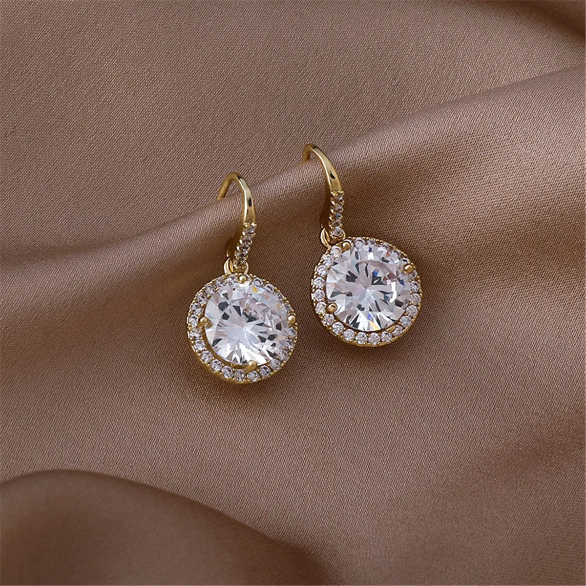 SK Clear Crystal & Cubic Zirconia 18K Gold-Plated Hola Drop Earrings