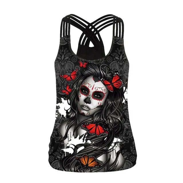 Skull Girl Women's Gothic Style Sexy Tank Top