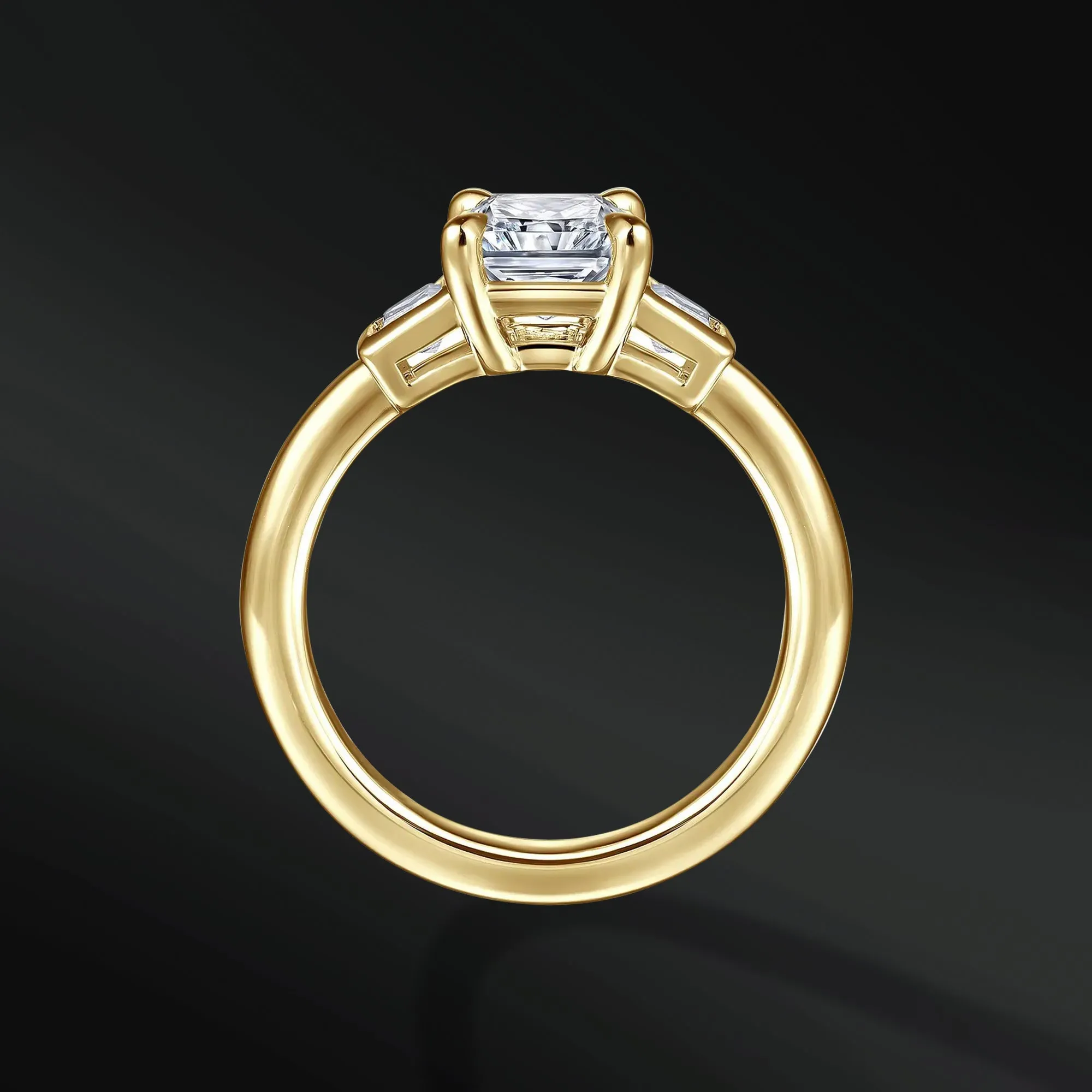 Sky Lioness - 14K Gold or Sterling silver Ring Set for Women | Muonionalusta Meteorite | Radiant 1.9 CT Certified Moissanite Engagement Ring