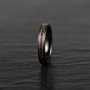 Smooth Rex - Dinosaur Bone and Meteorite Tungsten Women's Wedding Band 4MM