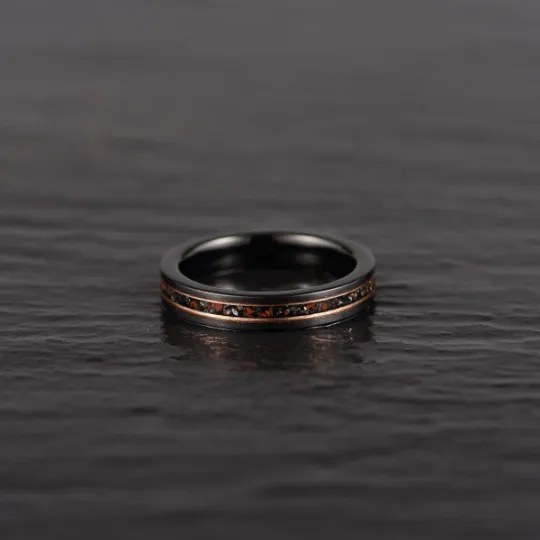 Smooth Rex - Dinosaur Bone and Meteorite Tungsten Women's Wedding Band 4MM