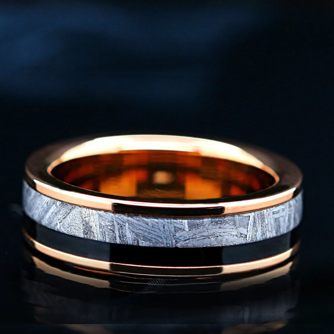 SOFIA's secret - His & Hers Gold Engagement Wedding Rings Set - Kite-Shaped Galaxy Diamond Ring with Natural Meteorite
