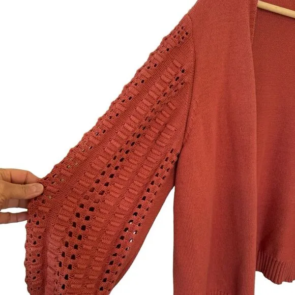 Soft Surroundings Women's Hollyhock Cropped Cardigan Open Front Sweater Size L