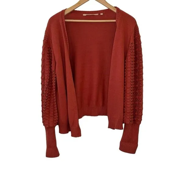 Soft Surroundings Women's Hollyhock Cropped Cardigan Open Front Sweater Size L