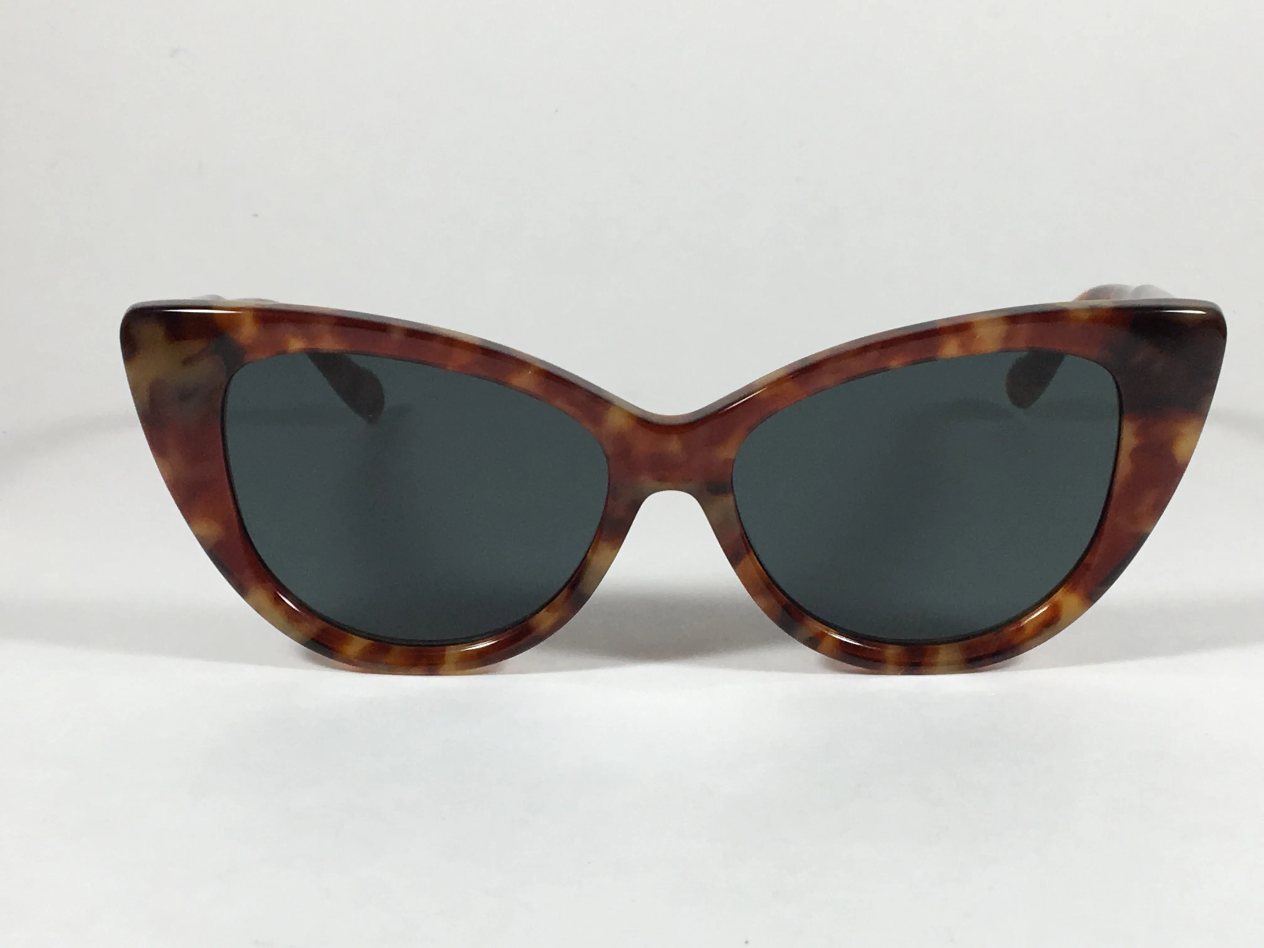 Sonix KYOTO 501-26-012 Sunglasses Women's Cat Eye Brown Tawny Tortoise Frame Green Solid Lens