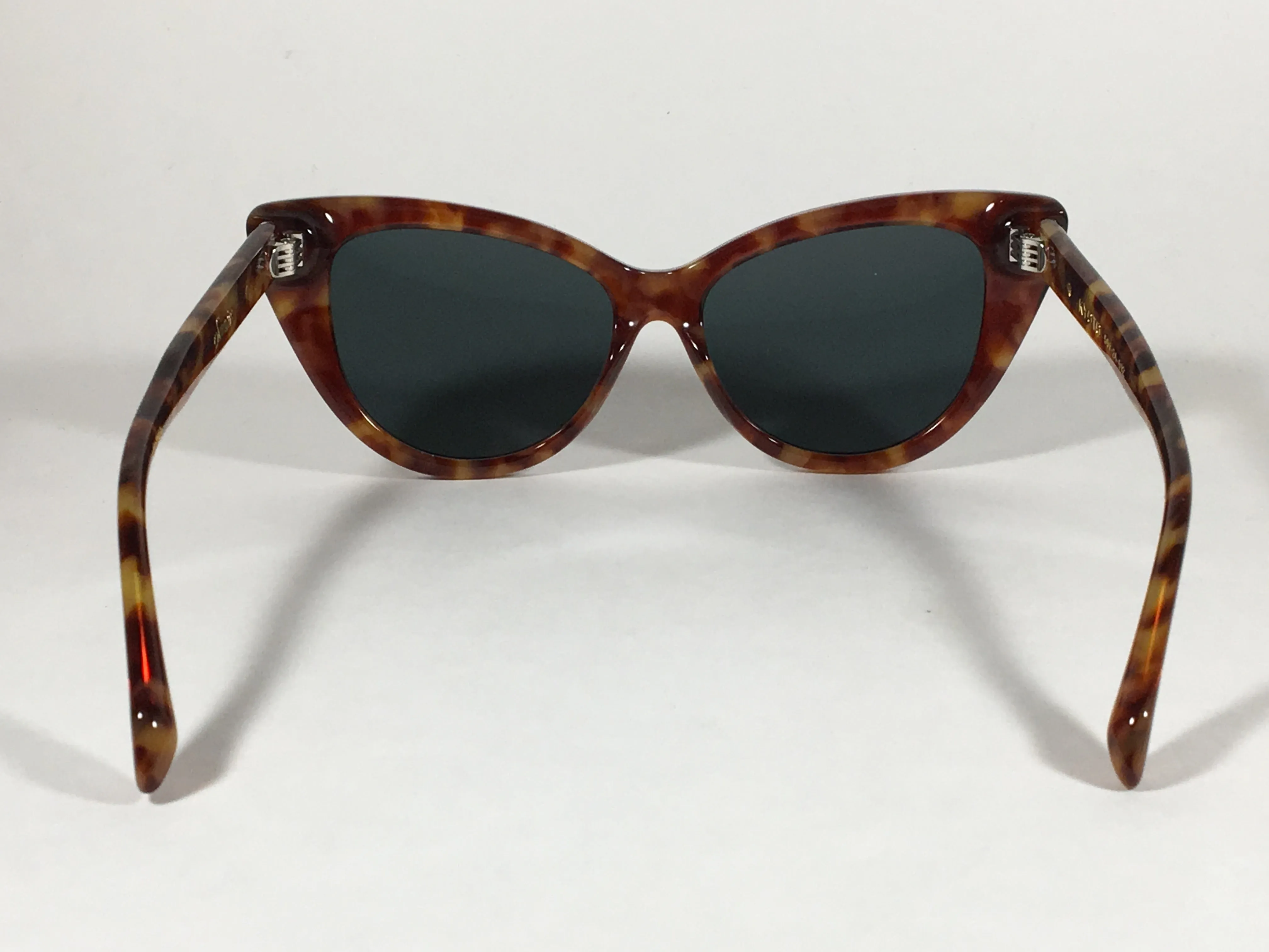 Sonix KYOTO 501-26-012 Sunglasses Women's Cat Eye Brown Tawny Tortoise Frame Green Solid Lens
