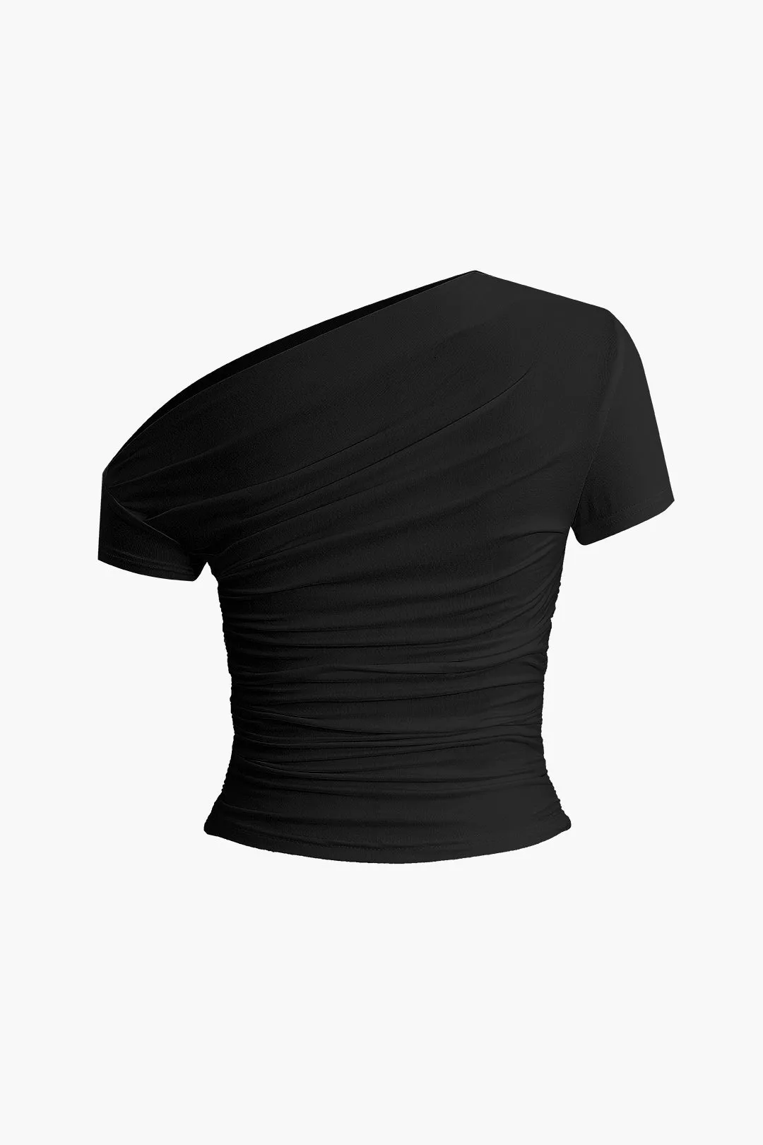 Sophia - Basic Asymmetrical Ruched Woman's T shirt