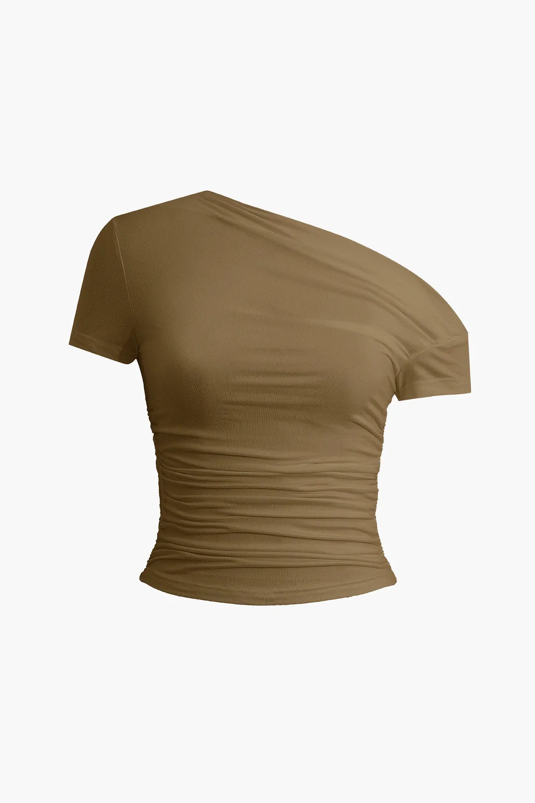 Sophia - Basic Asymmetrical Ruched Woman's T shirt