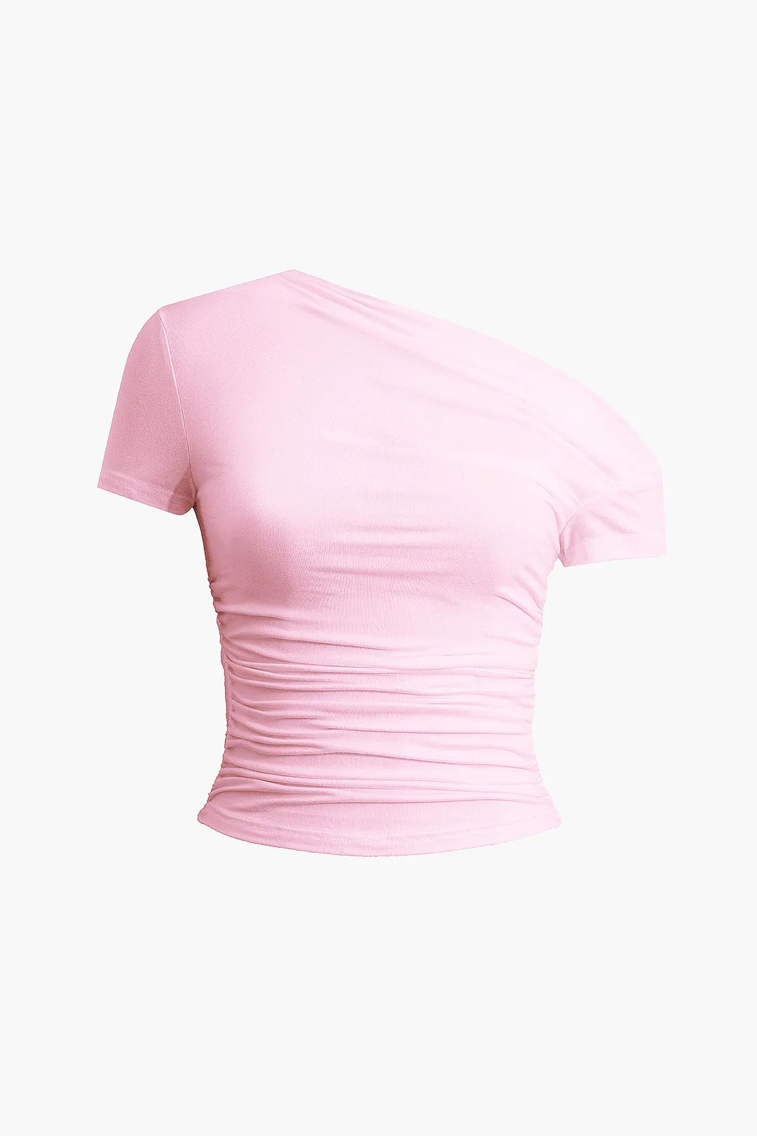 Sophia - Basic Asymmetrical Ruched Woman's T shirt