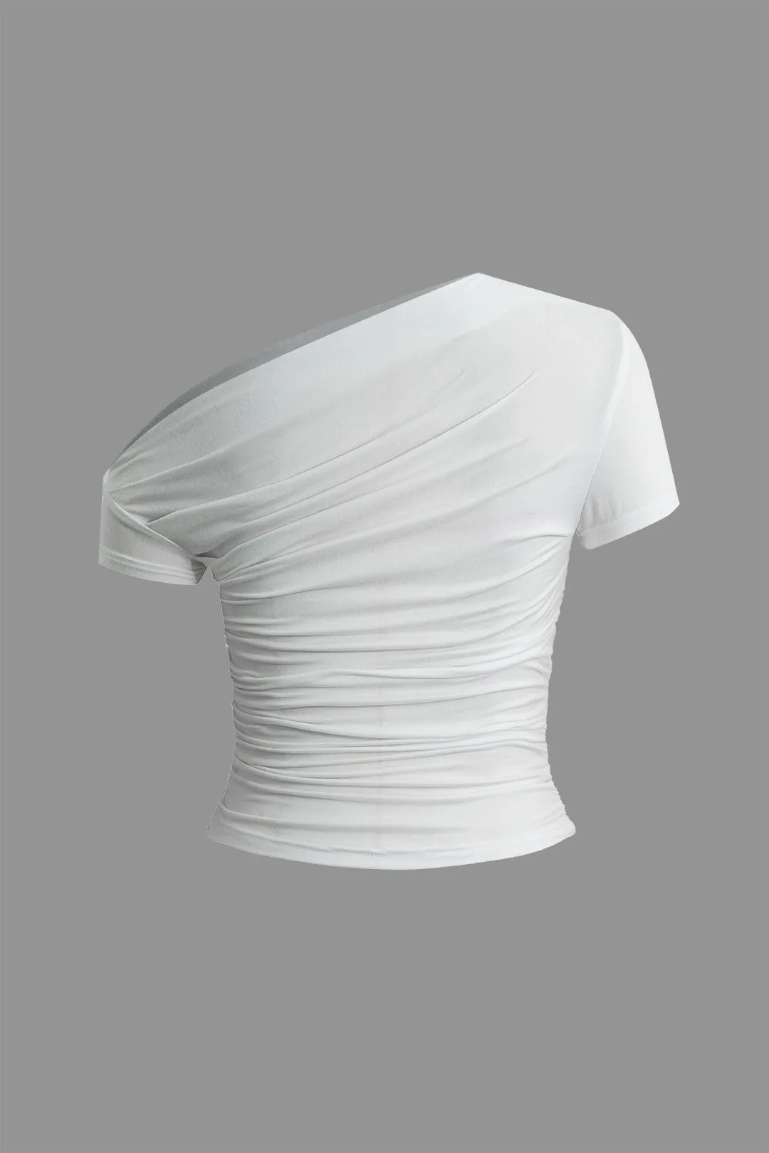 Sophia - Basic Asymmetrical Ruched Woman's T shirt