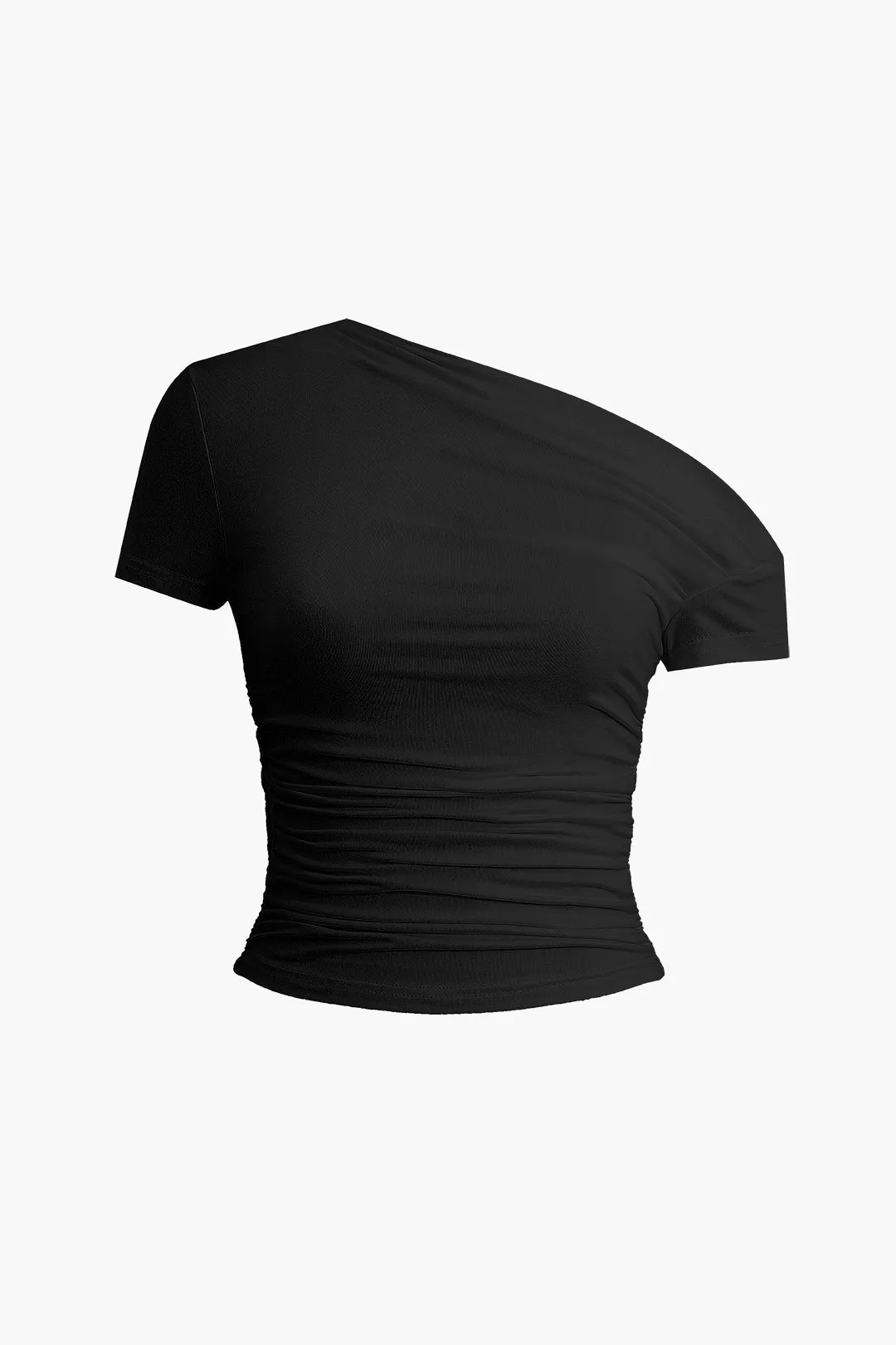 Sophia - Basic Asymmetrical Ruched Woman's T shirt