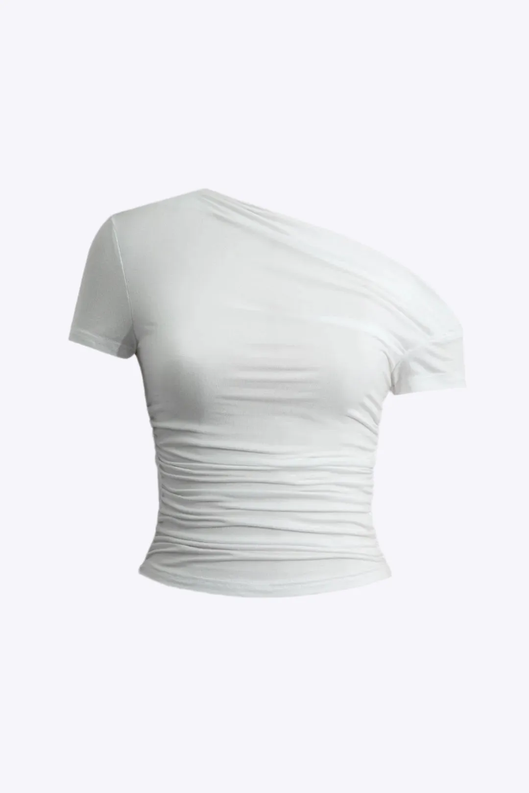 Sophia - Basic Asymmetrical Ruched Woman's T shirt