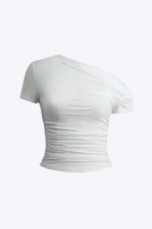 Sophia - Basic Asymmetrical Ruched Woman's T shirt