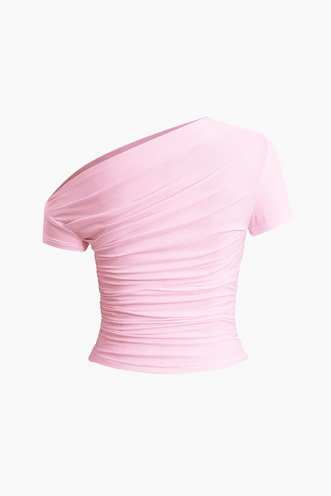 Sophia - Basic Asymmetrical Ruched Woman's T shirt