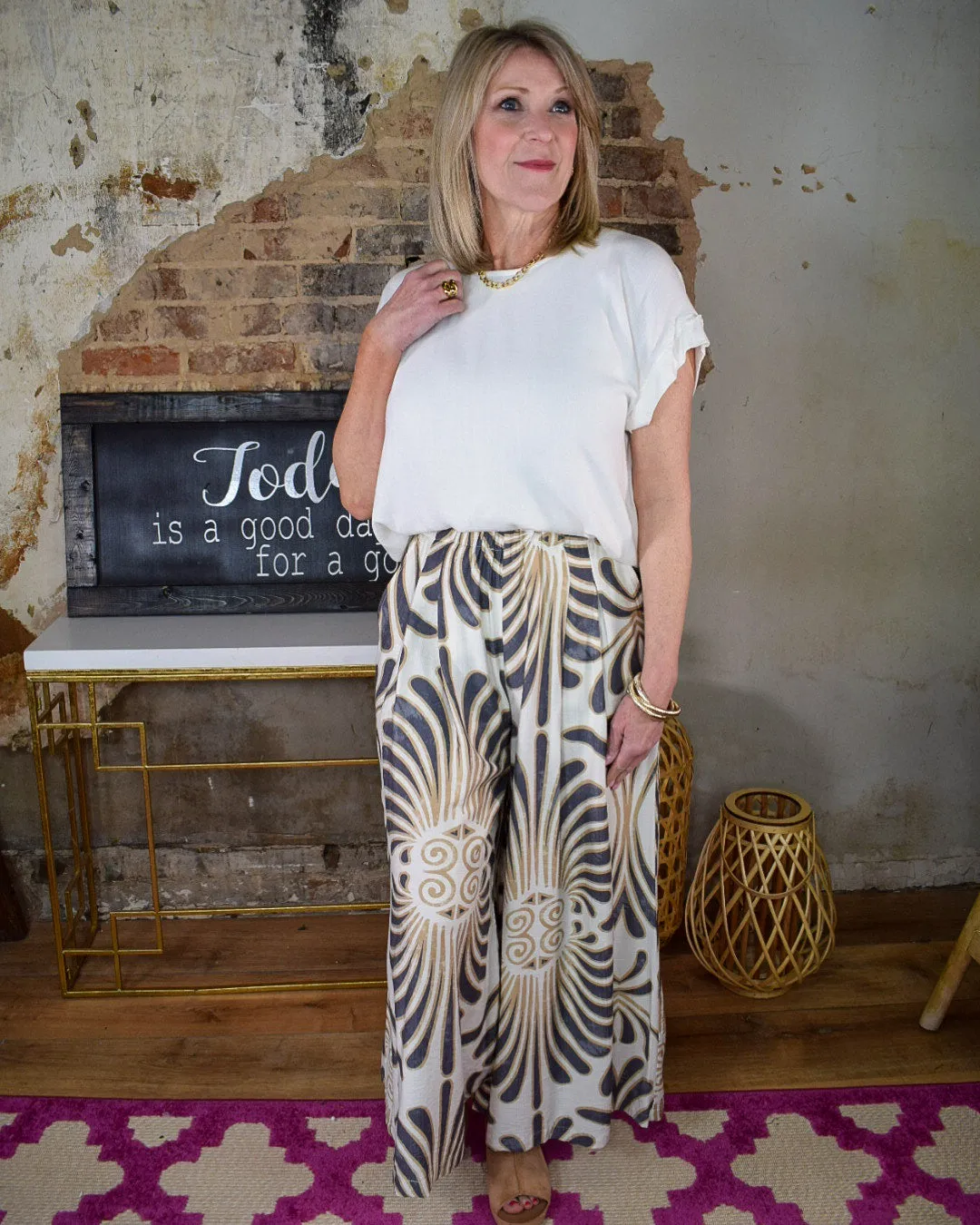 SOPHIA WIDE LEG PRINTED SKIRT PANTS BY UMGEE