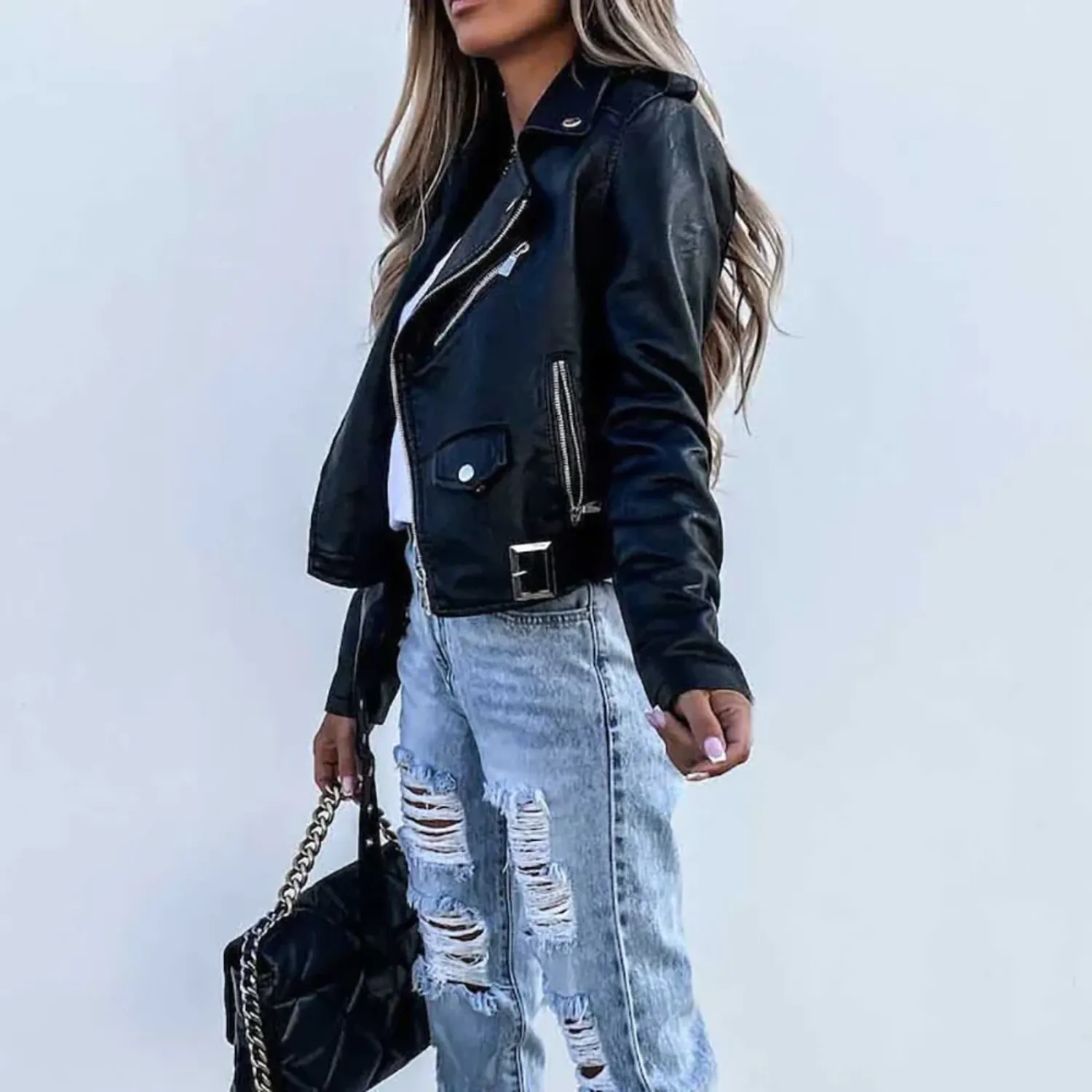 Sophisticated Women's Biker Jacket for Effortless Elegance