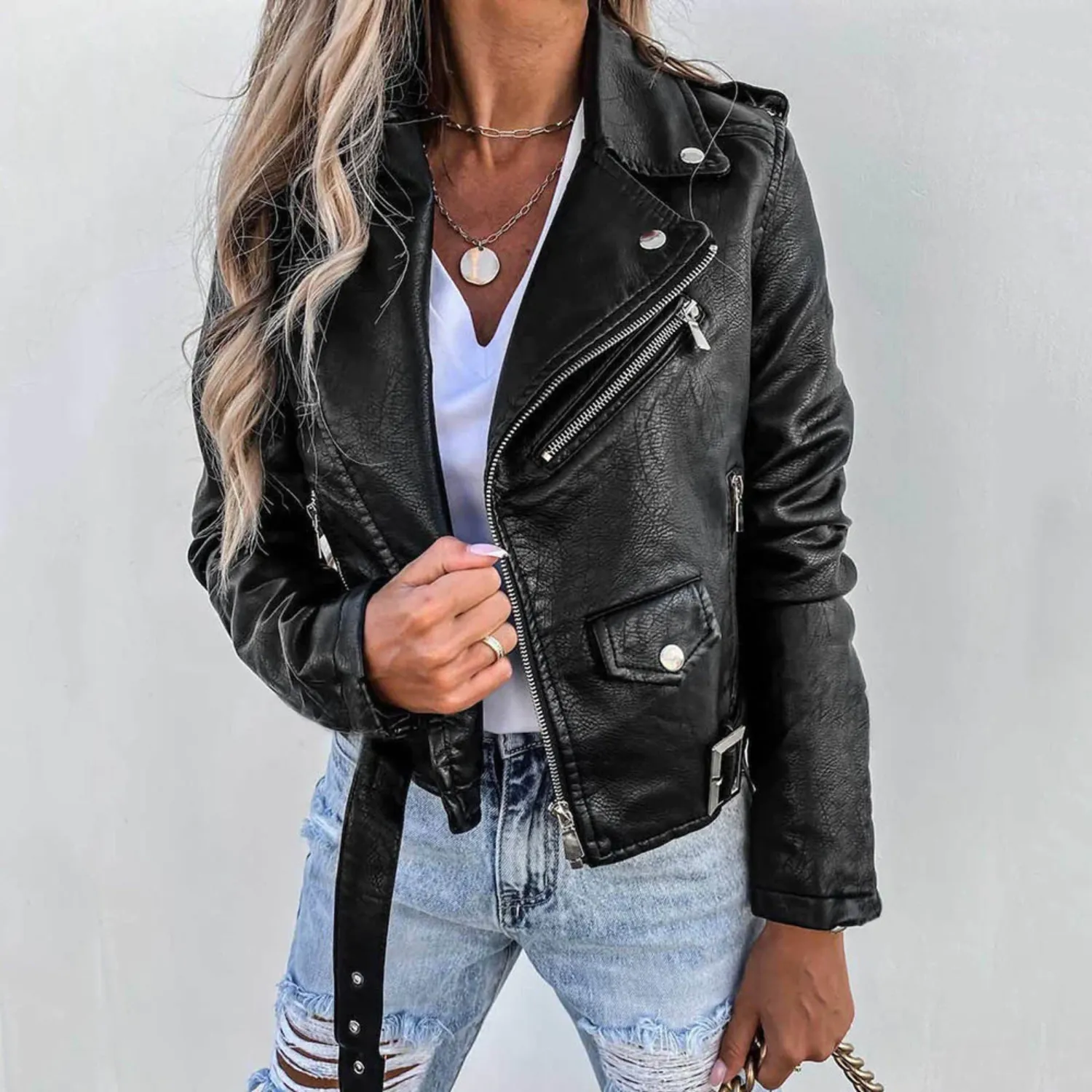 Sophisticated Women's Biker Jacket for Effortless Elegance